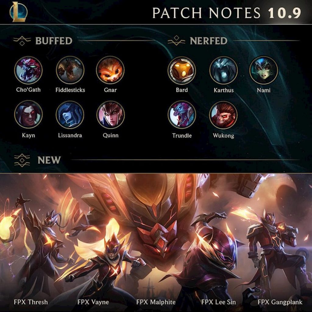 Notes de mise à jour de League of Legends 10.9